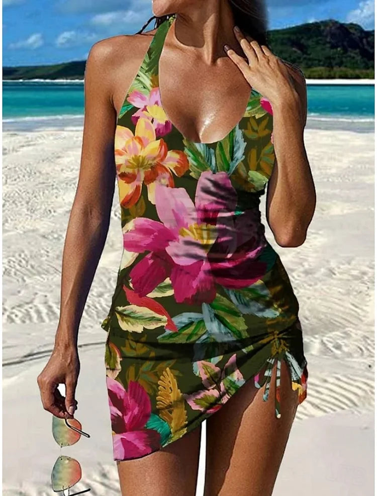 Fiesta – Tankini grafico floreale con pantaloni corti, effetto pancia piatta