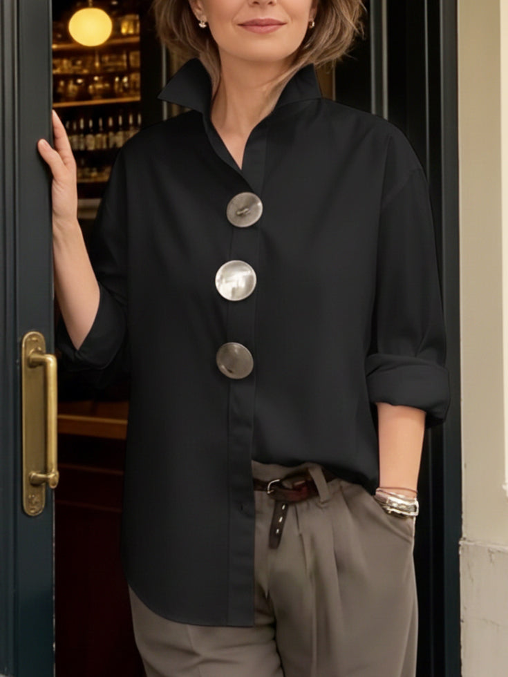 Rosalind | Blusa con Colletto Alto e Bottoni D'impatto