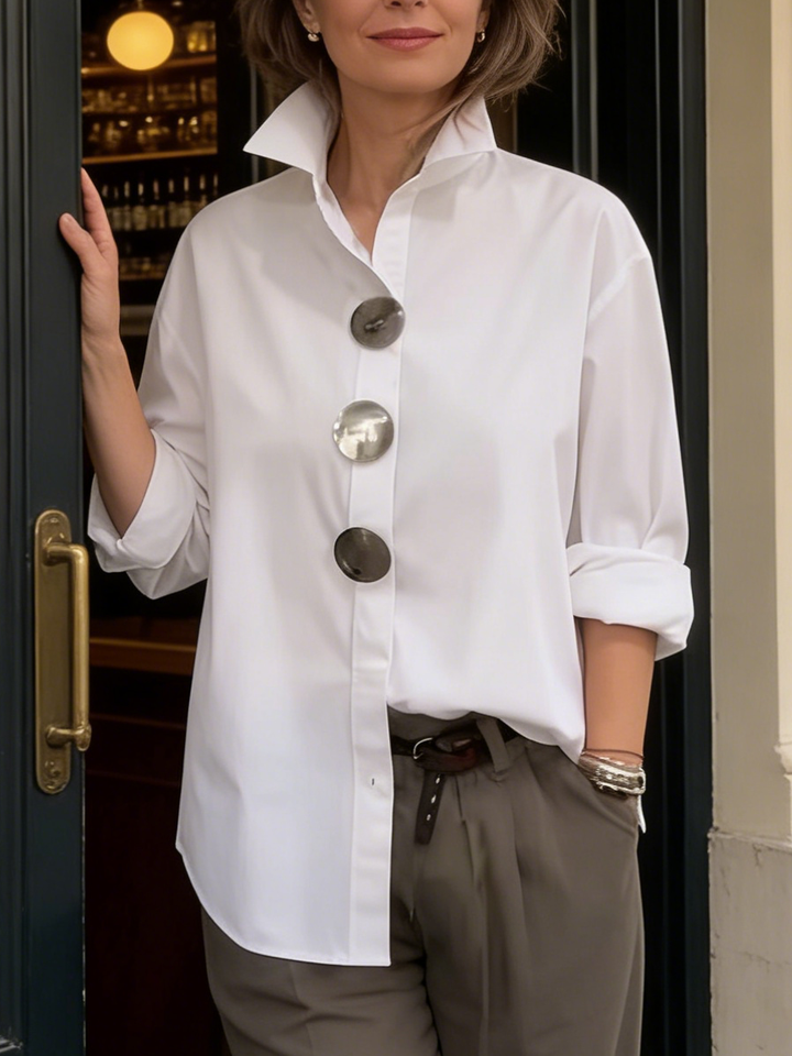 Rosalind | Blusa con Colletto Alto e Bottoni D'impatto