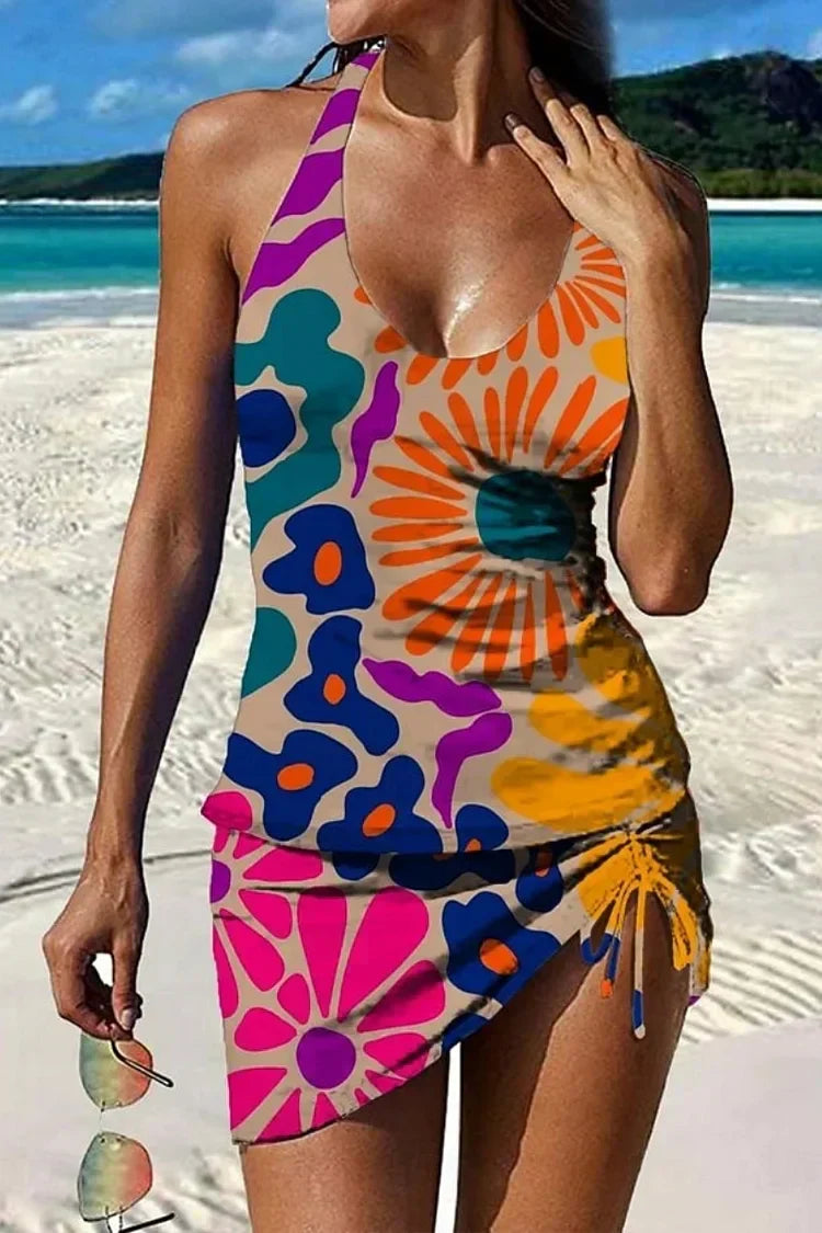 Fiesta – Tankini grafico floreale con pantaloni corti, effetto pancia piatta