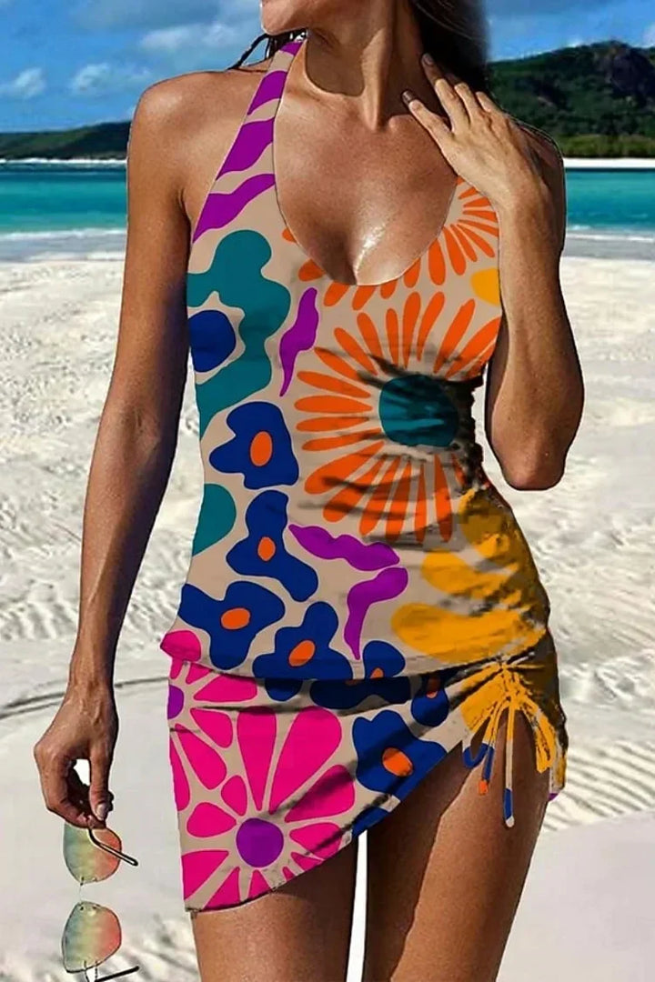 Fiesta – Tankini grafico floreale con pantaloni corti, effetto pancia piatta