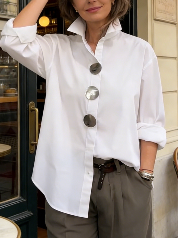 Rosalind | Blusa con Colletto Alto e Bottoni D'impatto