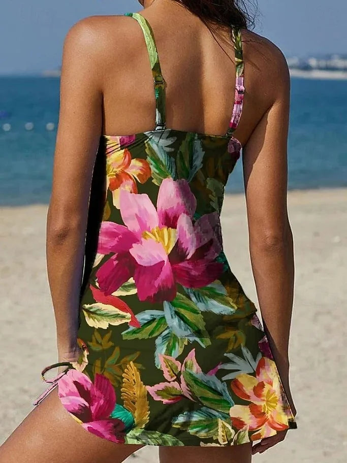 Fiesta – Tankini grafico floreale con pantaloni corti, effetto pancia piatta