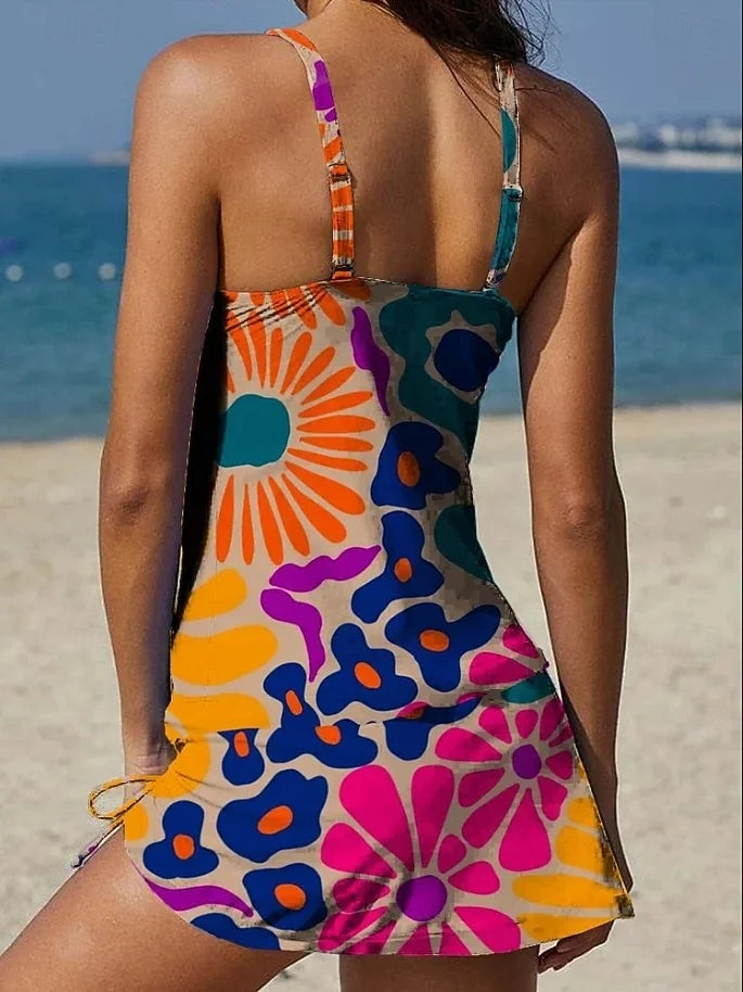 Fiesta – Tankini grafico floreale con pantaloni corti, effetto pancia piatta