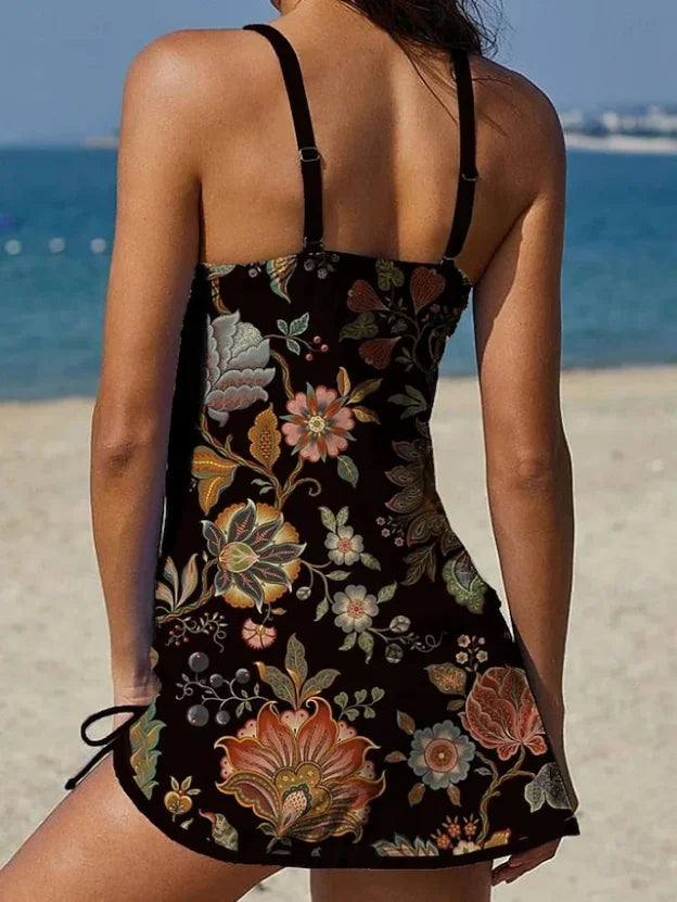 Fiesta – Tankini grafico floreale con pantaloni corti, effetto pancia piatta