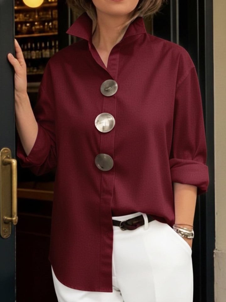 Rosalind | Blusa con Colletto Alto e Bottoni D'impatto