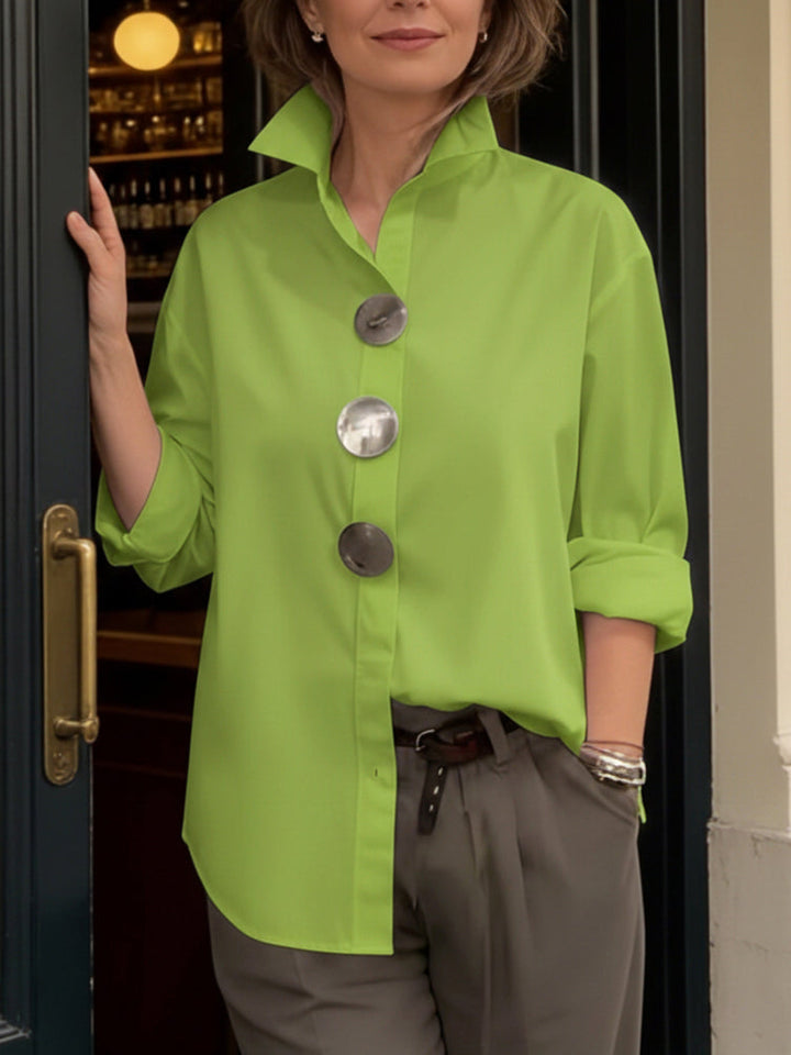 Rosalind | Blusa con Colletto Alto e Bottoni D'impatto