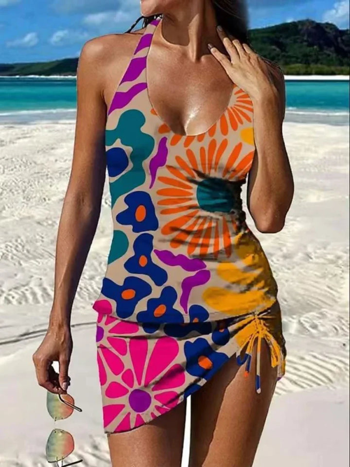 Fiesta – Tankini grafico floreale con pantaloni corti, effetto pancia piatta